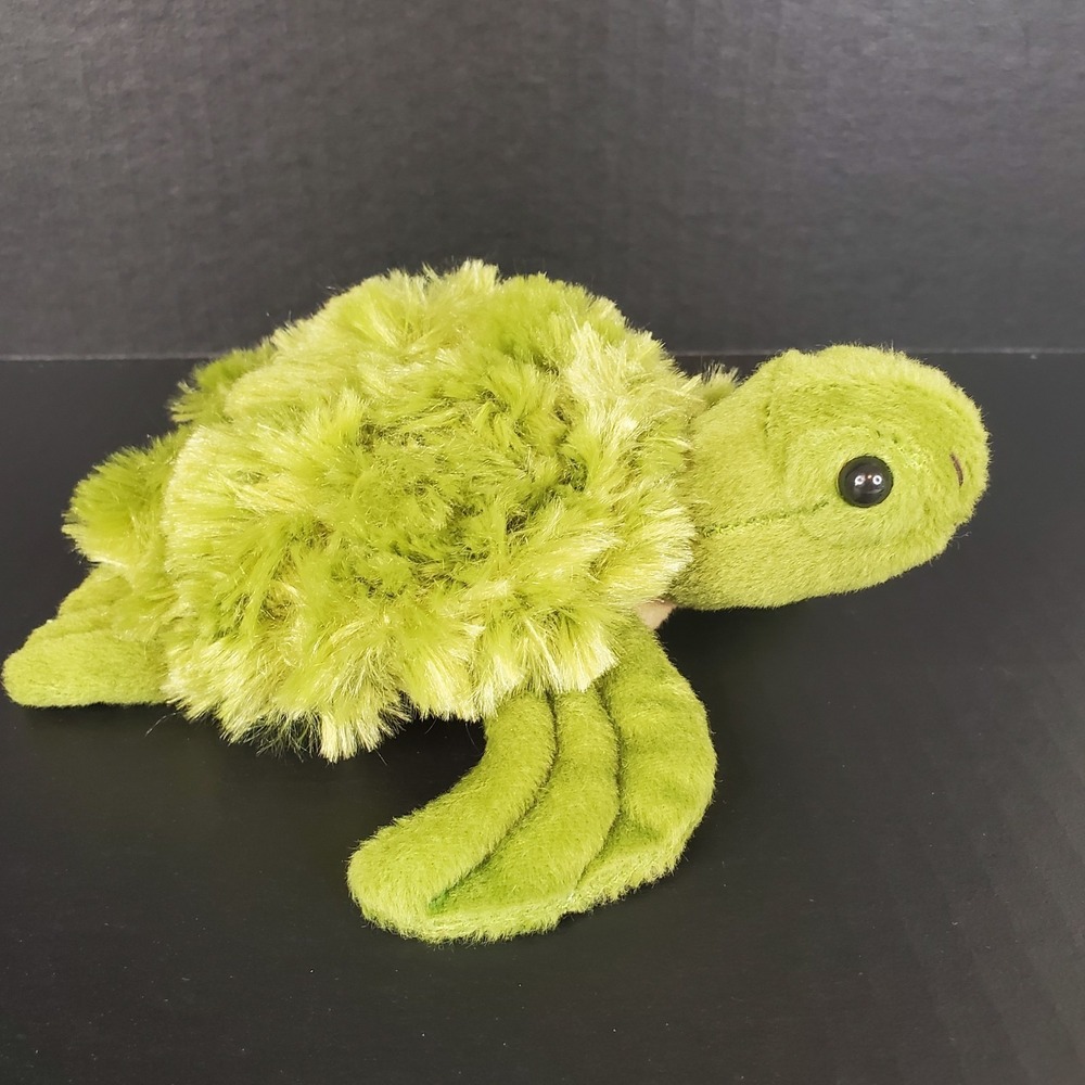 Unipak Green Furry Sea Turtle Plush 6 Inch Small Stuffed Ocean Animal